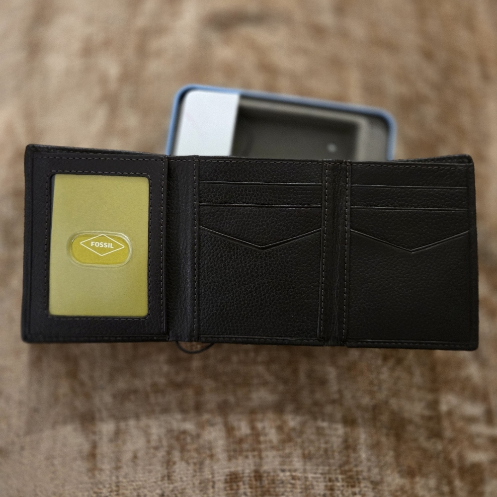 Fossil Wilder Trifold Genuine Leather Wallet Dark Brown - Picture 5 of 7